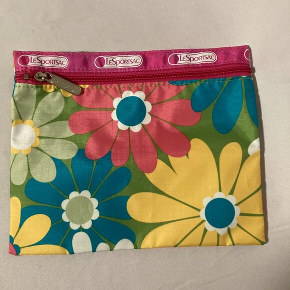 Lesportsac Floral Zip Pouch Mod Daisies Colorful - Picture 1 of 7